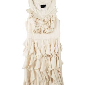 Max & Cleo Sz 6 Cream ruffle Dress sheath